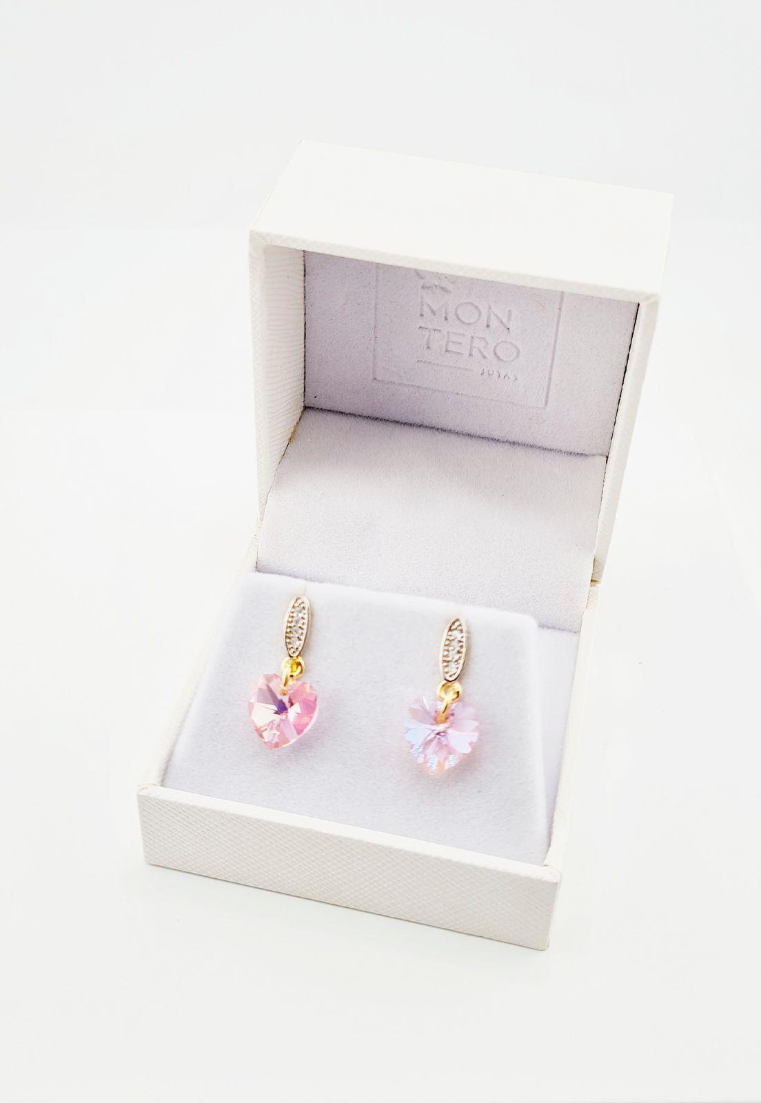 Aros Romance Gold Cristales Genuinos Light Rose .-2