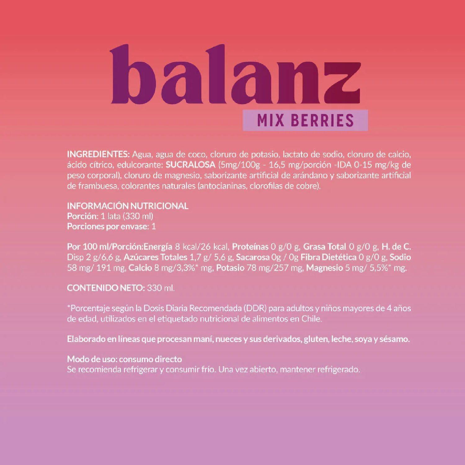 Bebida Isotónica Balanz Mix Berries 330 ML(6 Uni)-1
