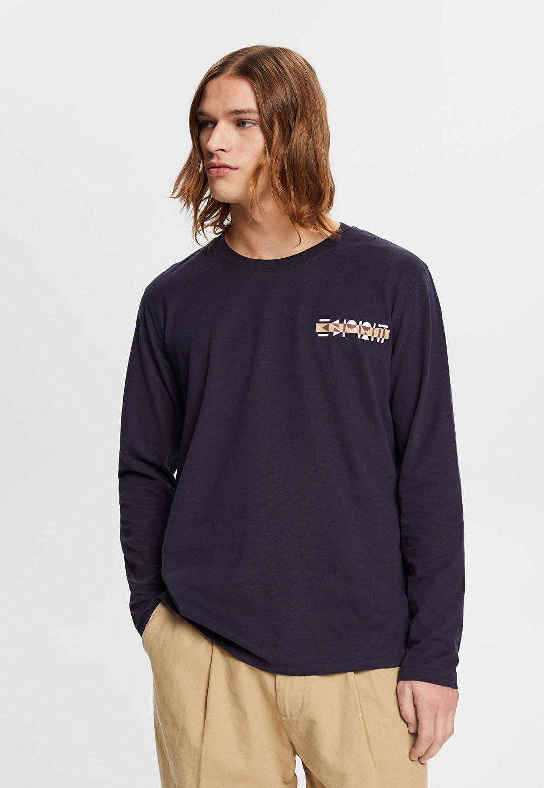 Polera De Manga Larga Hombre Esprit Azul marino-0