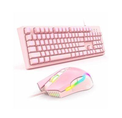 Set De Teclado Y Mouse RGB Para Chicas Gamer Rosado Onikuma-2