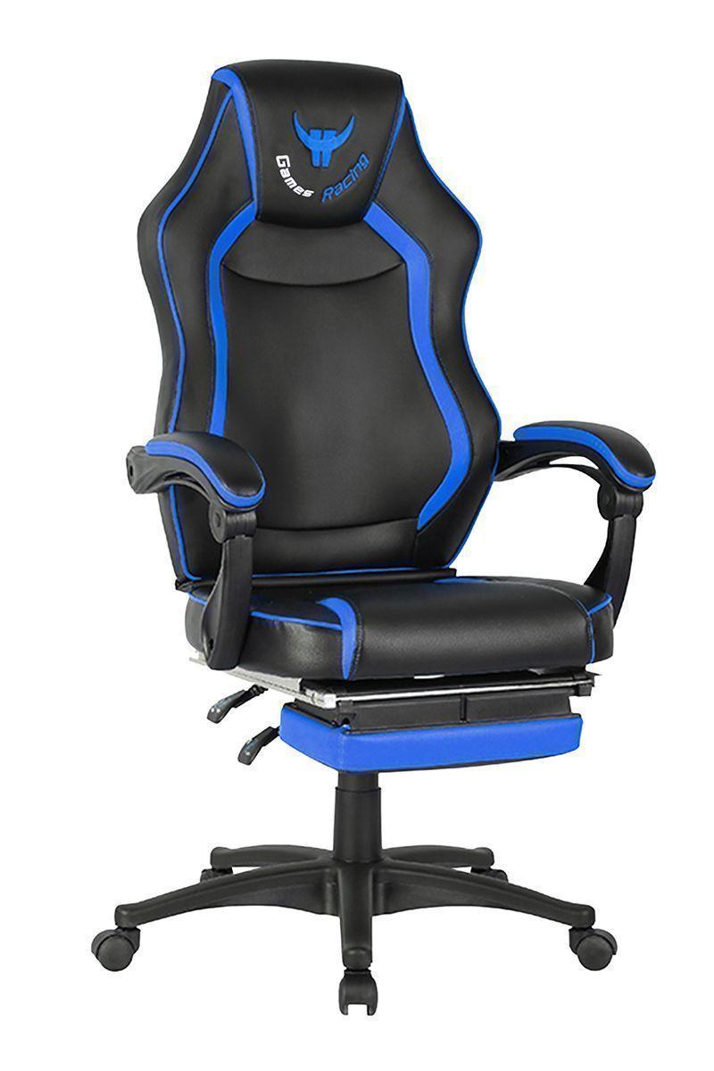 Silla Gamer Racing Game PVC Apoya Pies Azul-0