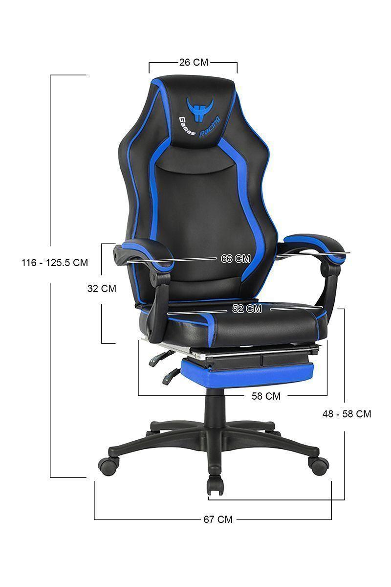 Silla Gamer Racing Game PVC Apoya Pies Azul-2