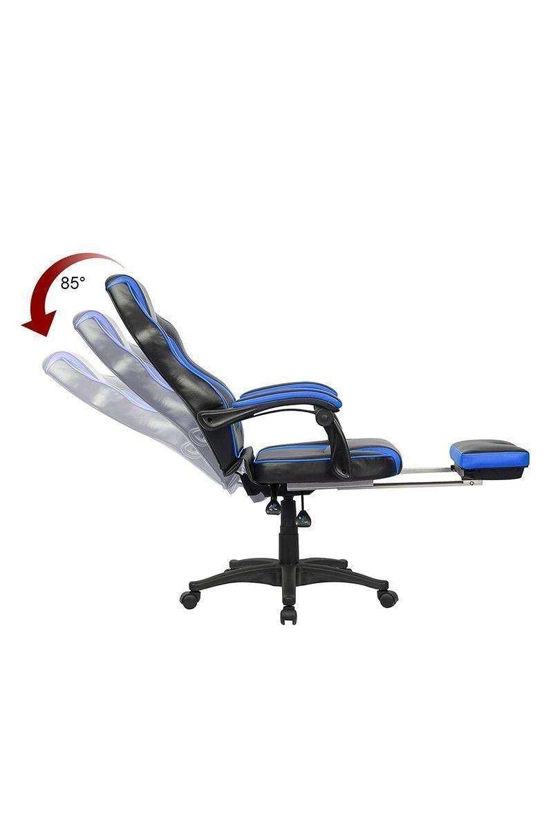 Silla Gamer Racing Game PVC Apoya Pies Azul-3