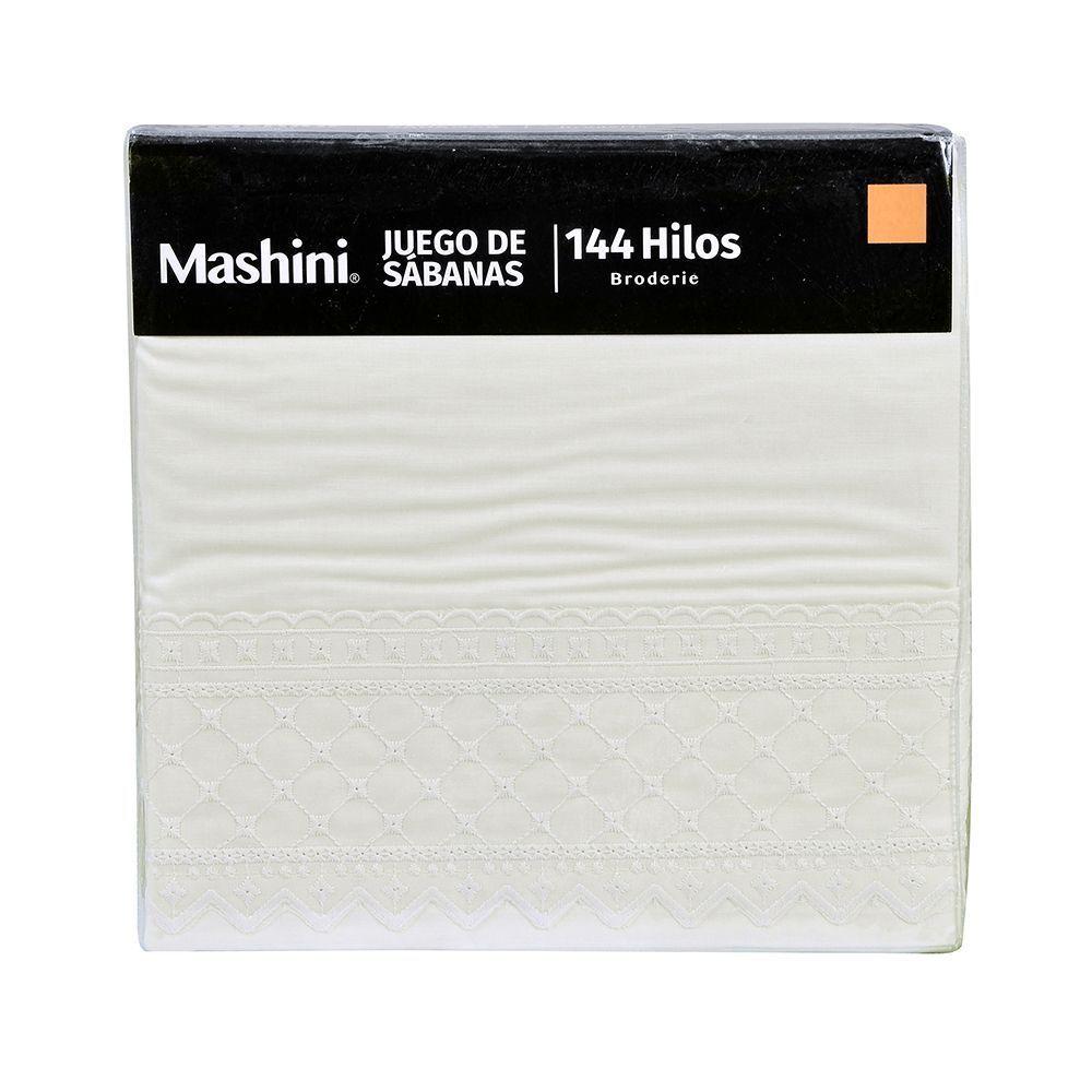 Sabana Broderie Bordada Bricks 1.5 P Crudo-2