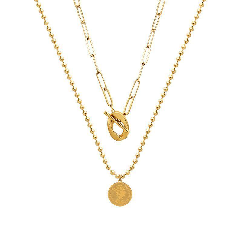 Collar Baño Oro Amarillo 18k Doble Diseño Reina-0