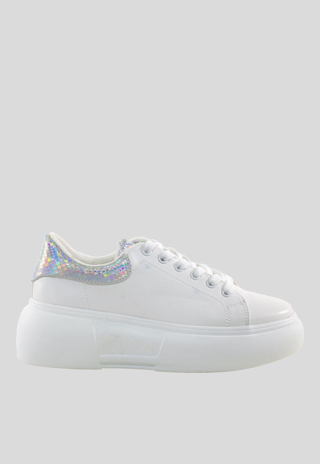 Zapatilla Alta Talon Brillo Blanco-2