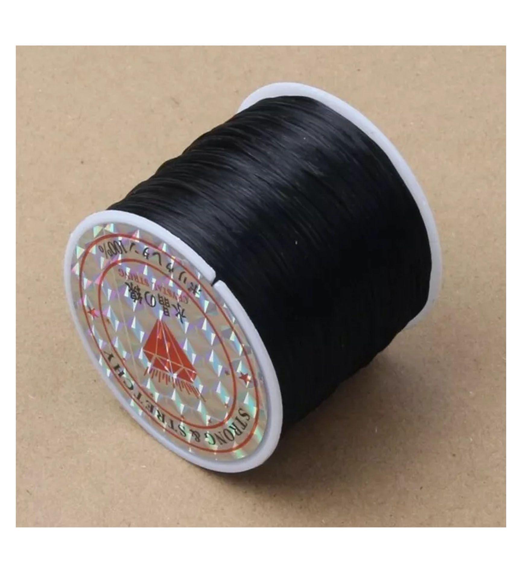 Hilo Elastico Para Pulsera 0.6 Mm 100 Mts Aprox Color Negro-0