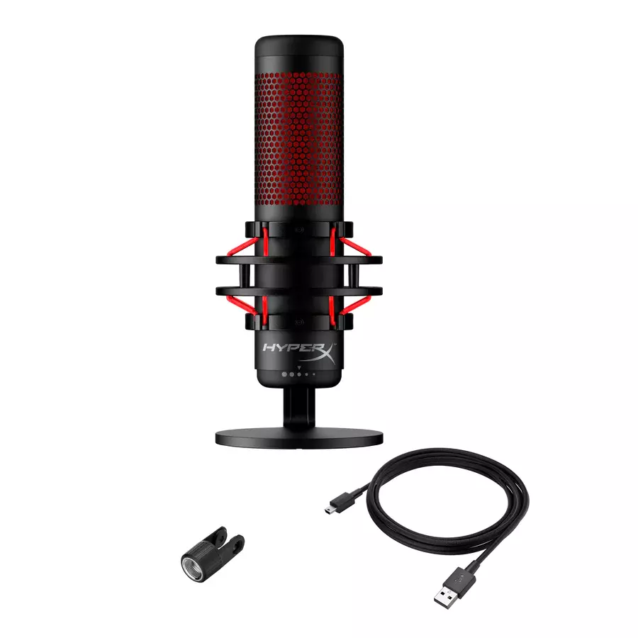 Micrófono para Streaming HyperX QuadCast, Omnidireccional, Sensor Silenciamiento LED, Negro-4