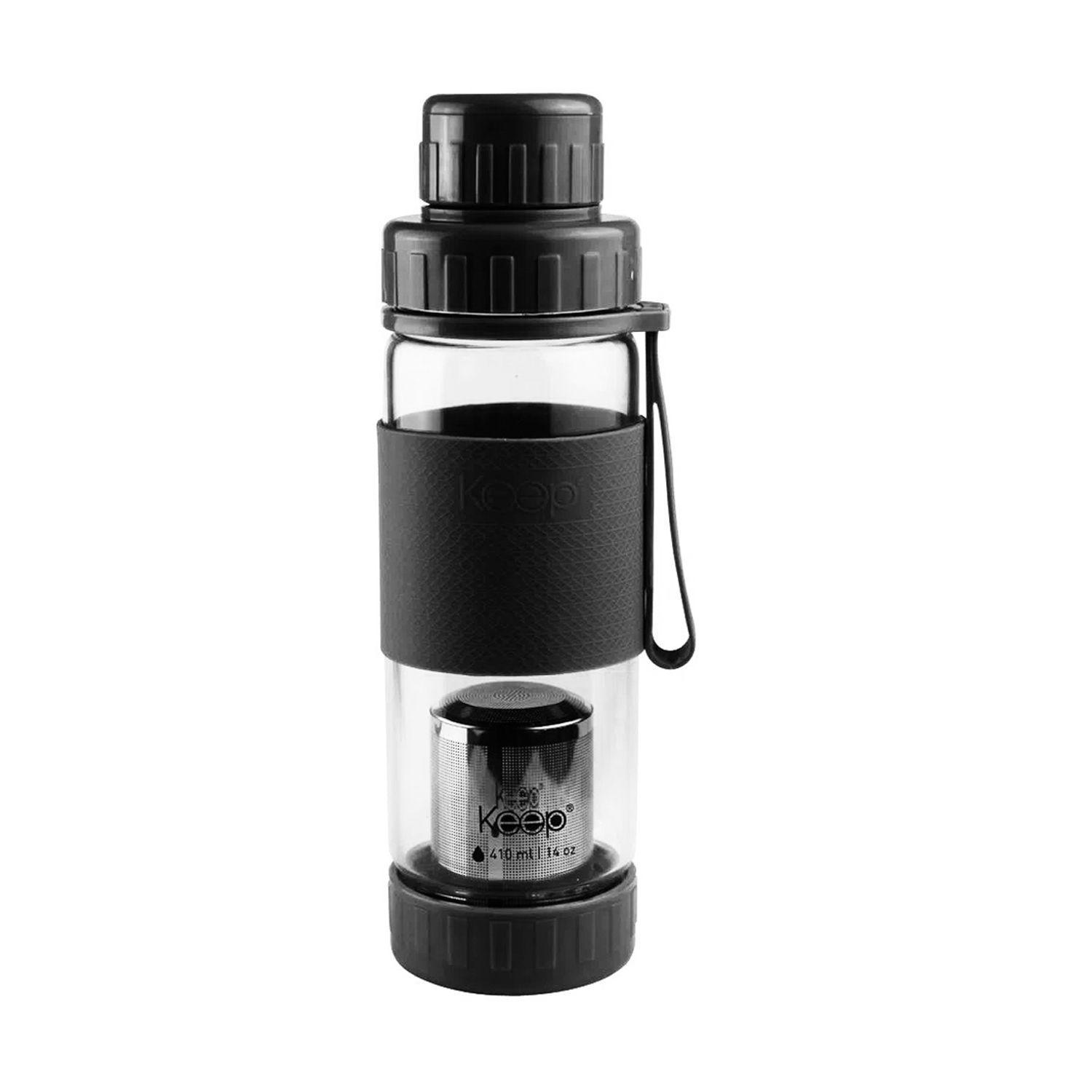 Botella de Vidrio con Infusor 410 ml Negro - Keep-0