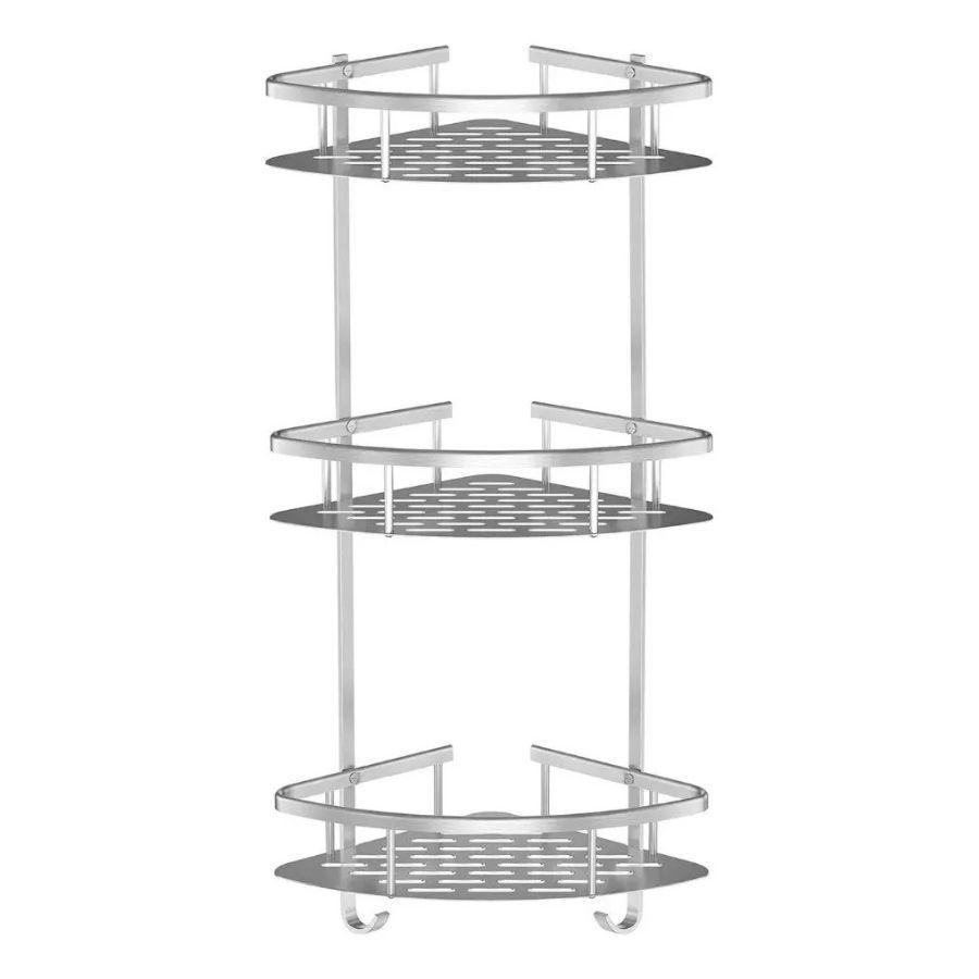 Repisa Mural Esquinero Baño Ducha Aluminio Inox 3 Niveles -0