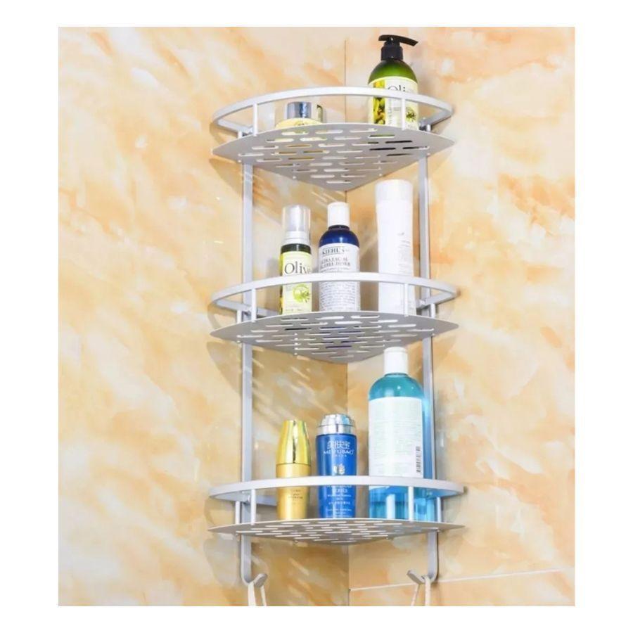 Repisa Mural Esquinero Baño Ducha Aluminio Inox 3 Niveles -3