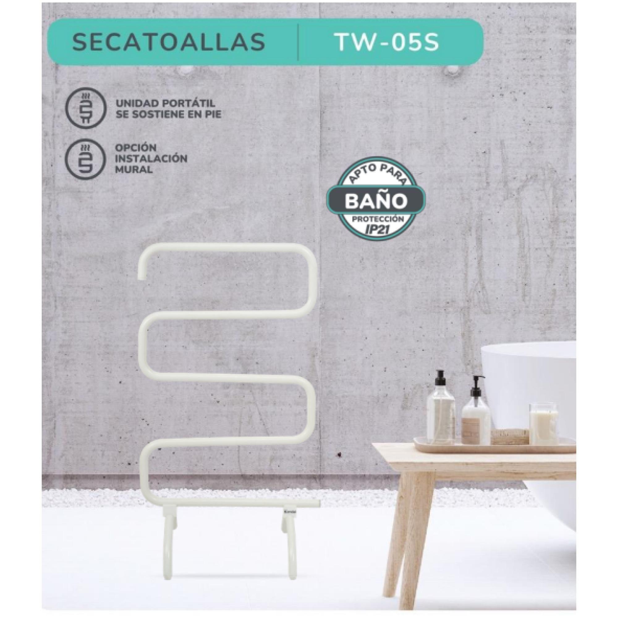 Calienta Toallas Electrico 1000W Proteccion IP21 Blanco TW-05S Kendal-4