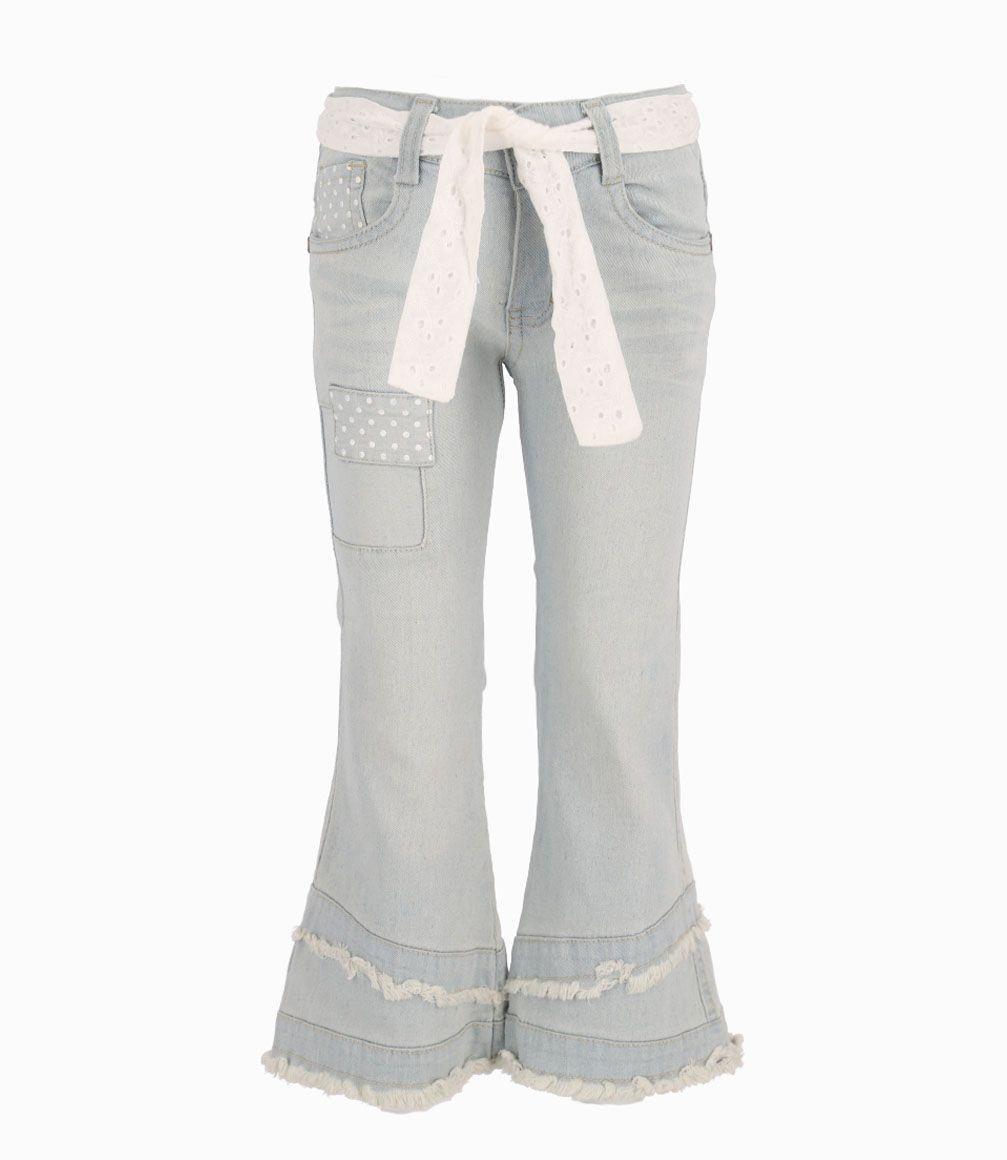 Jeans Con Bajo Deflecado Niña Denim Celeste Limonada-0