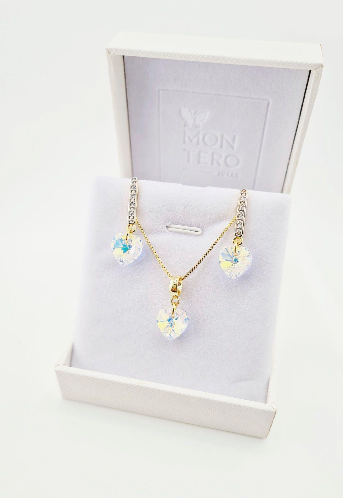 Conjunto Romance Gold Cristales Aurora Boreal-4