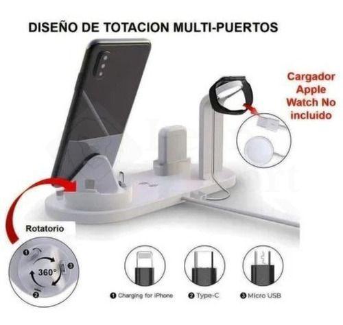 Estación Carga Inalámbrica 4 En 1 Para iPhone Samsung Xiaomi Blanco-3