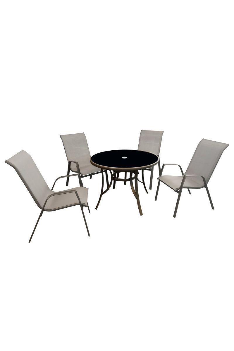 Juego de Comedor para Terraza con Mesa Redonda 55x73x94cm Gris-0
