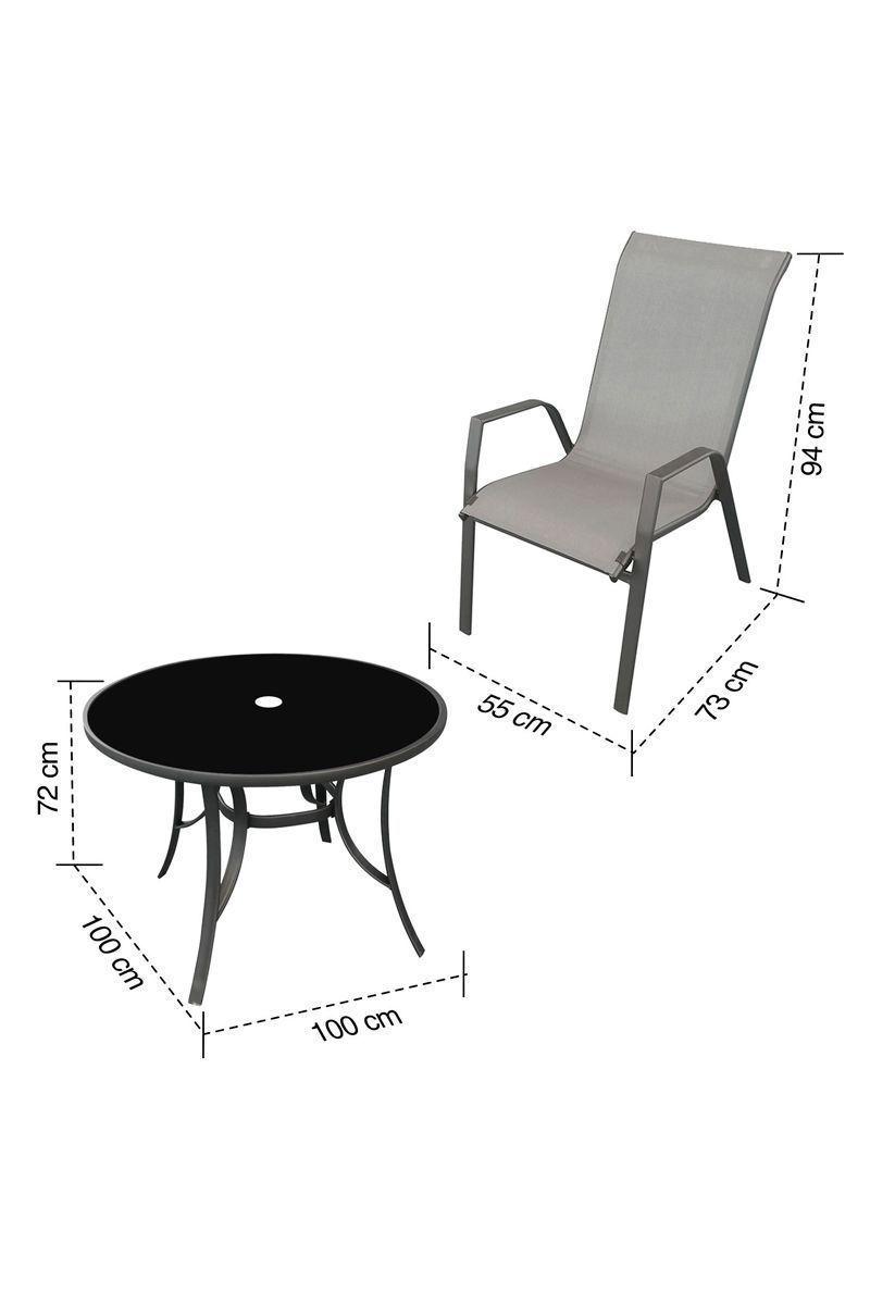 Juego de Comedor para Terraza con Mesa Redonda 55x73x94cm Gris-2