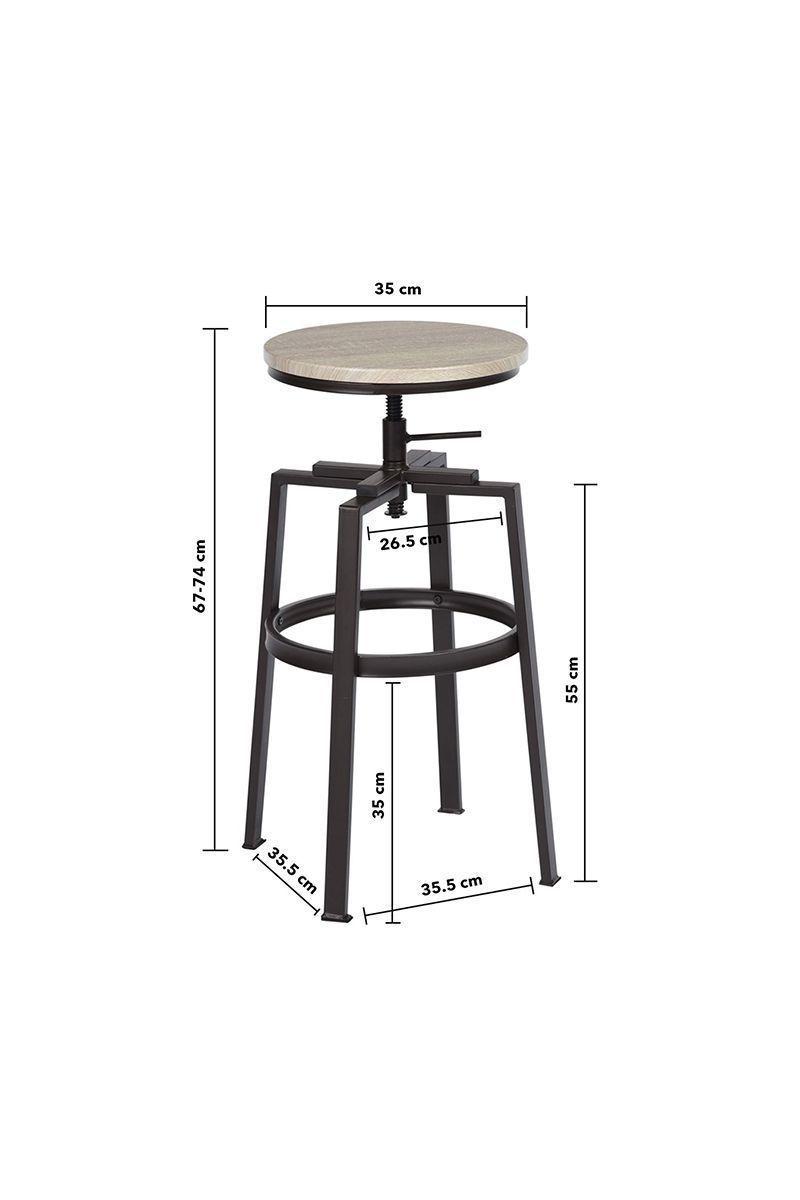 Pack 2 Pisos Bar Taburete Altura Regulable Roble-1