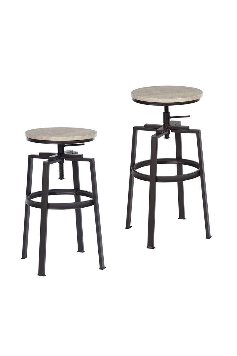 Pack 2 Pisos Bar Taburete Altura Regulable Roble-0