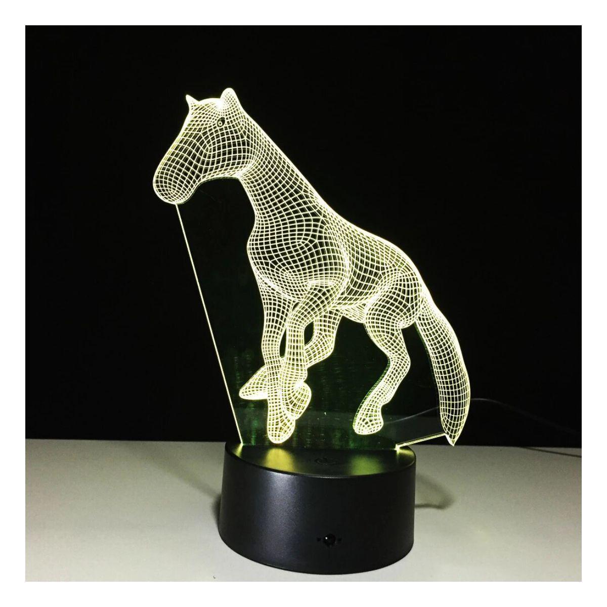 Lámpara Led 3d Caballo Base Negra con App-3