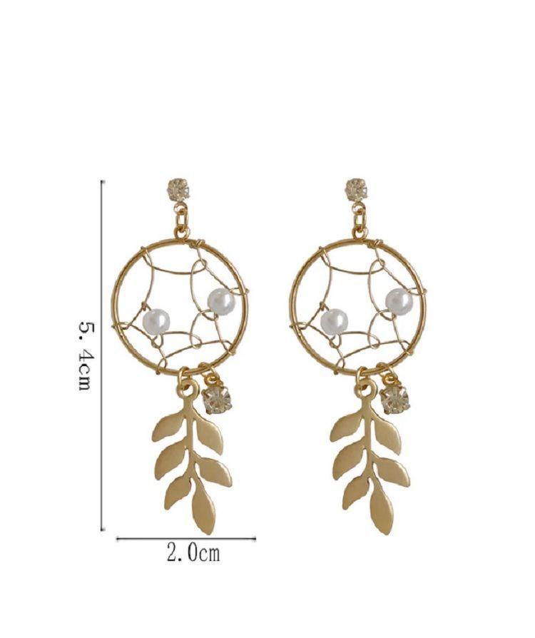 Pendientes sin perforaciones atrapasueños perla zirconia-3