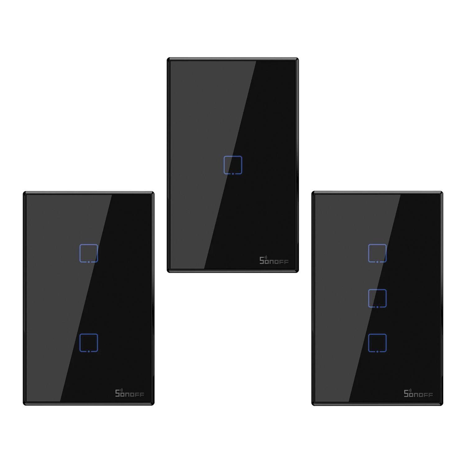 Pack Interruptor Smart: 1, 2 y 3 Canales Negro WiFi + RF Sonoff-0