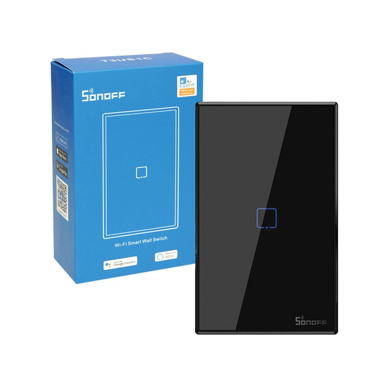 Pack Interruptor Smart: 1, 2 y 3 Canales Negro WiFi + RF Sonoff-1