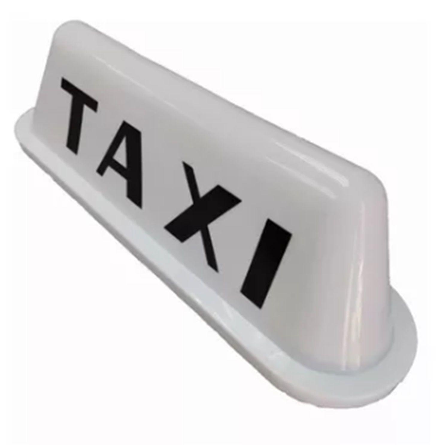 Letrero Taxi Imantado Blanco Luminoso Auto Para Techo-2
