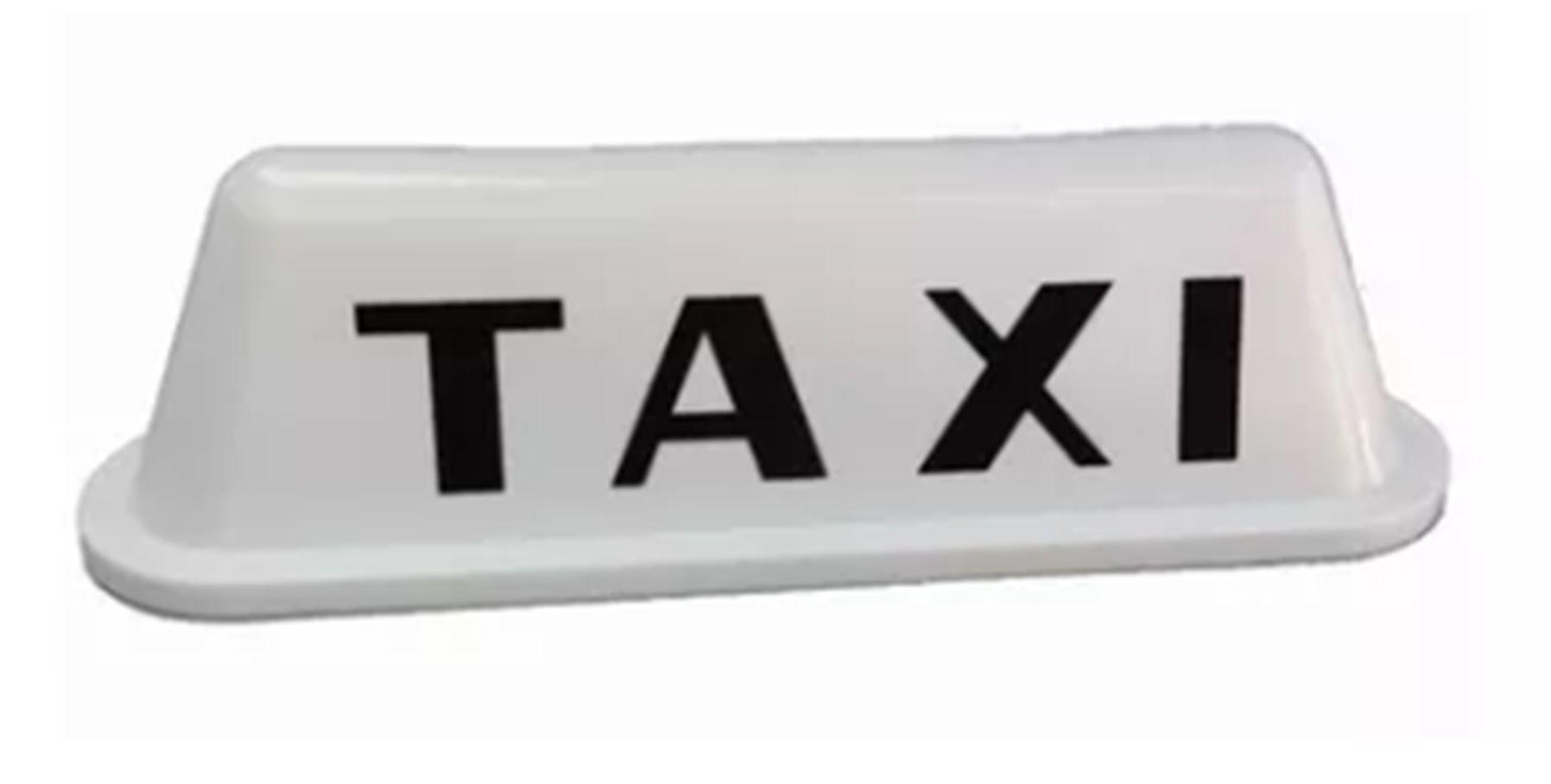 Letrero Taxi Imantado Blanco Luminoso Auto Para Techo-0