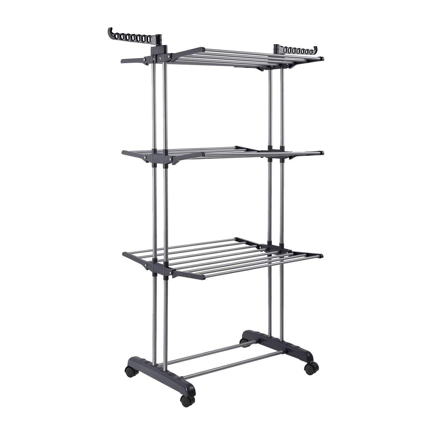 Colgador de ropa plegable 3 niveles-2