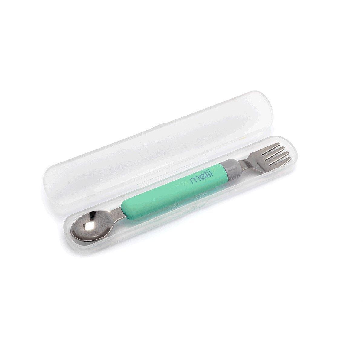 Set Cuchara Y Tenedor Desmontable Verde-Gris-2