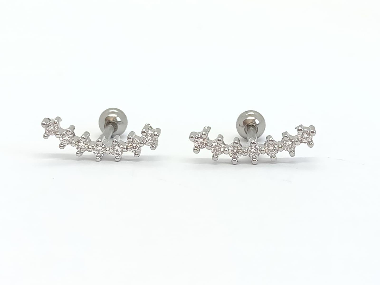 Pendientes Curvos Acero Quirurgico Piercing Helix Blanco-2