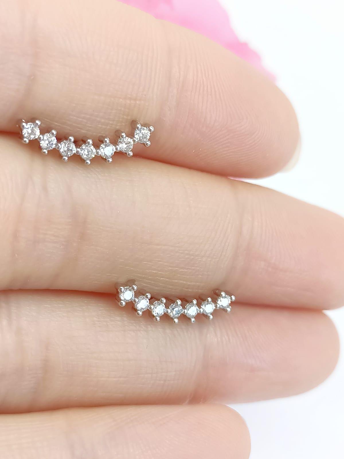 Pendientes Curvos Acero Quirurgico Piercing Helix Blanco-6