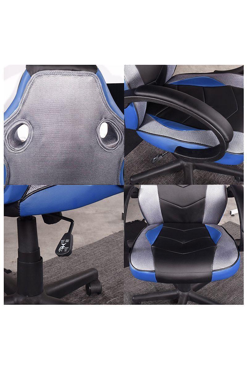Silla Gamer Pu Flow Ergonómica Escritorio Azul-5