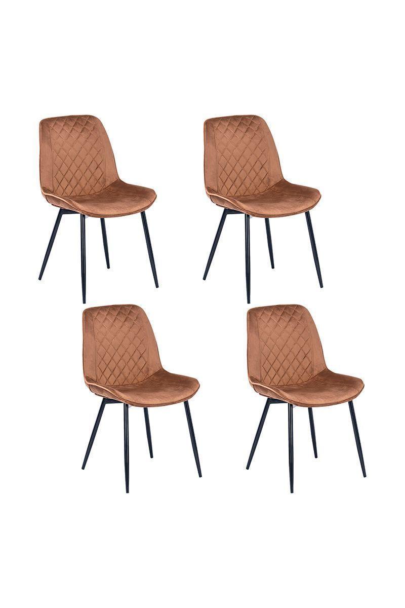 Pack 4 Sillas de Comedor de Terciopelo Café-0