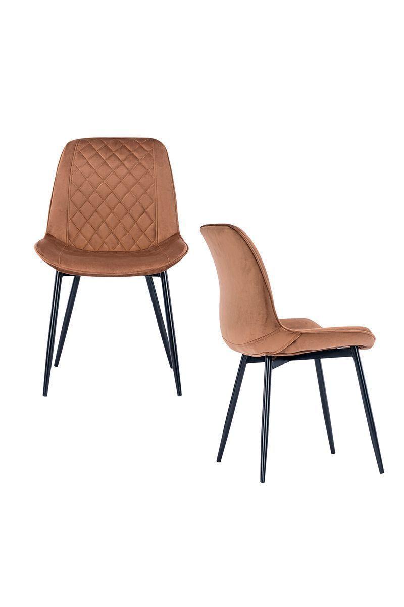 Pack 4 Sillas de Comedor de Terciopelo Café-3