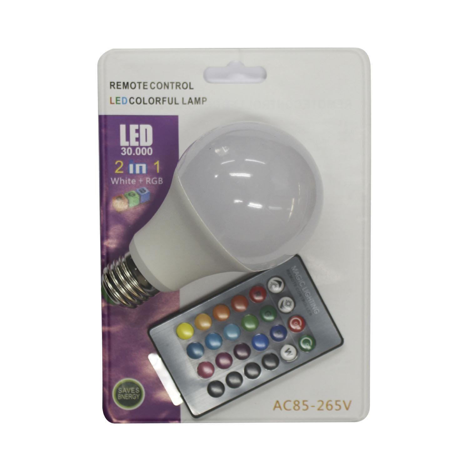 Ampolleta Led Multicolor RGB E27 Con Control Remoto-2