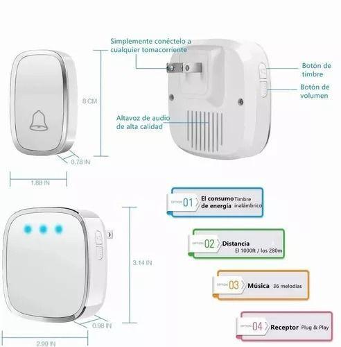 Timbre Inalámbrico Impermeable Con Luz Led 300 M Calidad-1