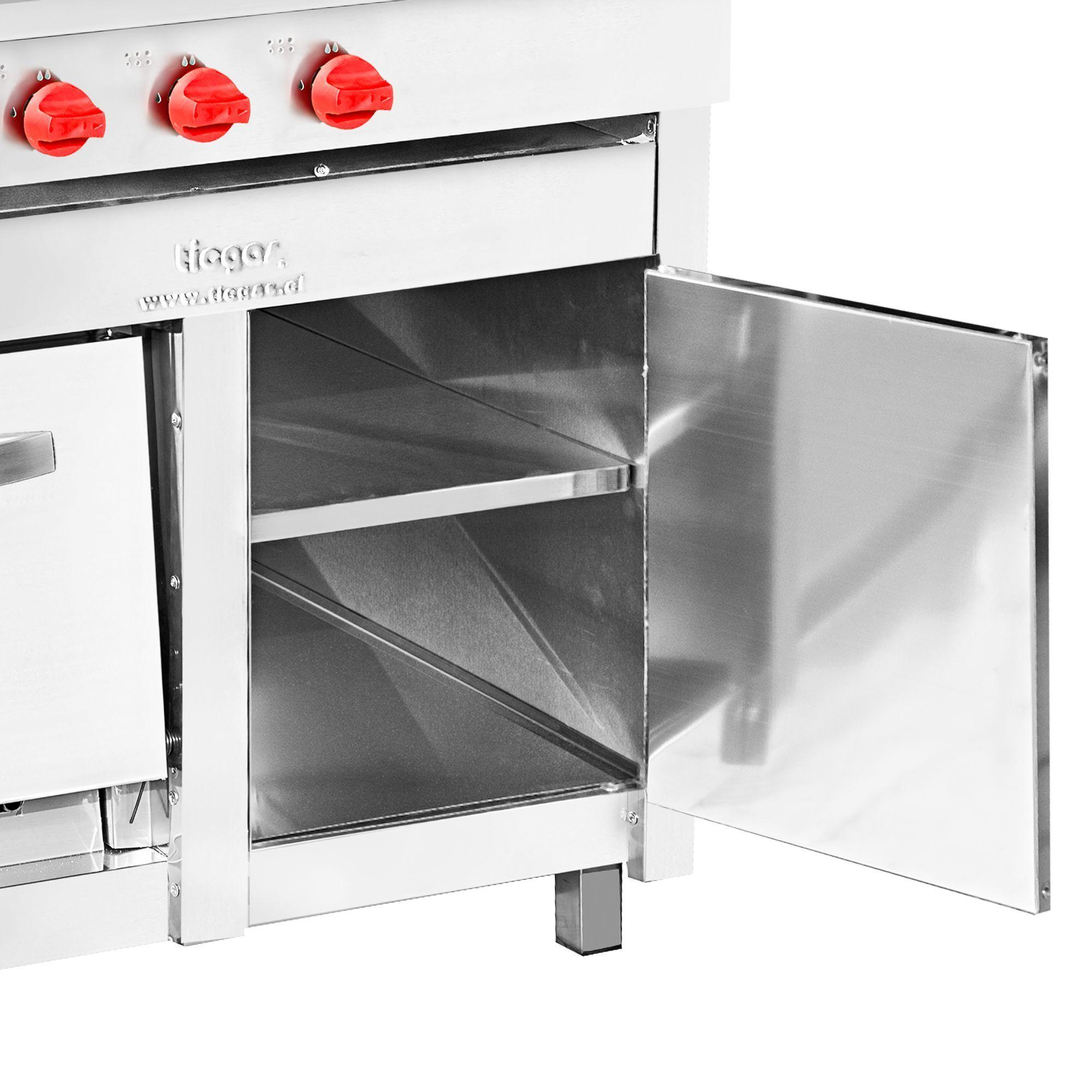 Cocina industrial Ticgas , 6 Platos Acero Inoxidable, gas licuado-2