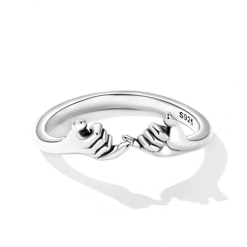 Anillo Manos Compromiso Ajustable Plata 925-2