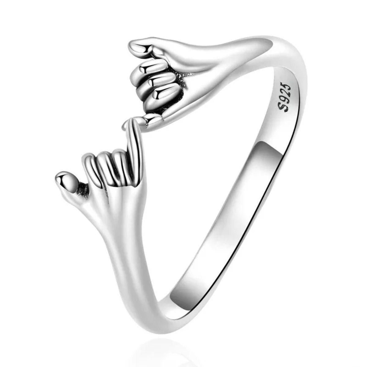 Anillo Manos Compromiso Ajustable Plata 925-0