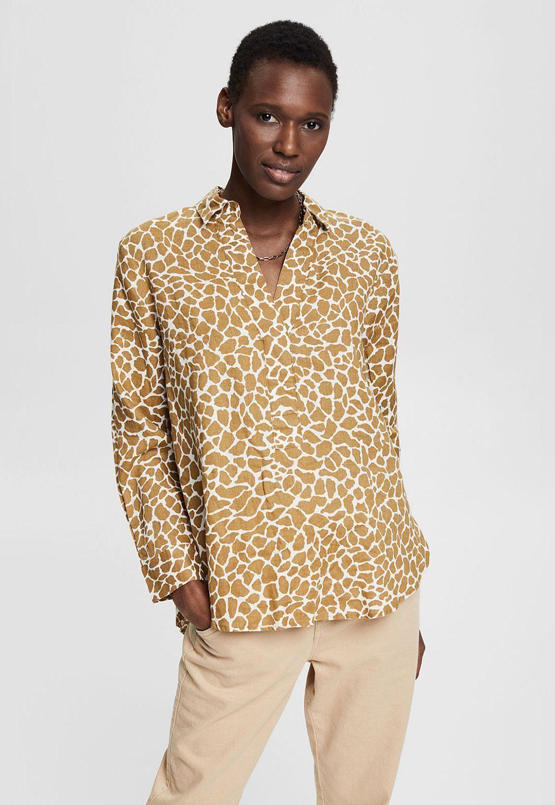 Blusa De Lino Estampada Esprit-0