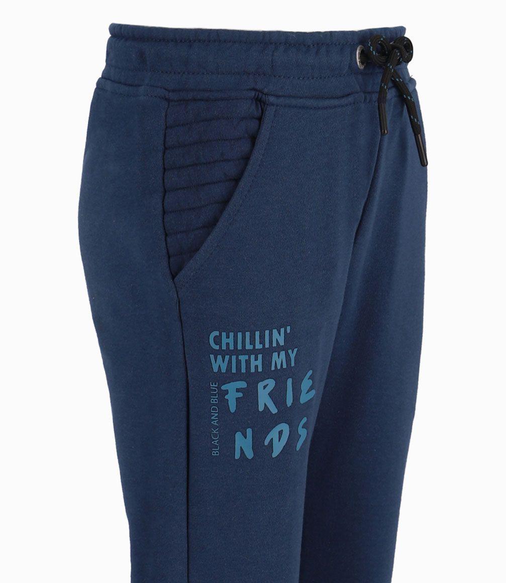 Pantalón Buzo Niño Azul Piedra Black and Blue-2