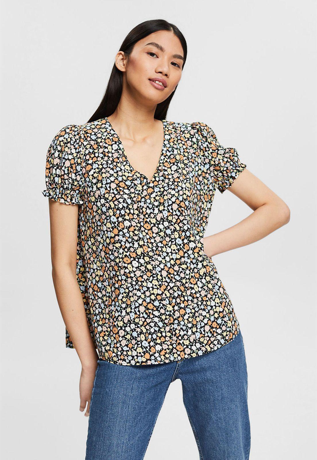 Blusa De Crepé Con Estampado Esprit invierno-0