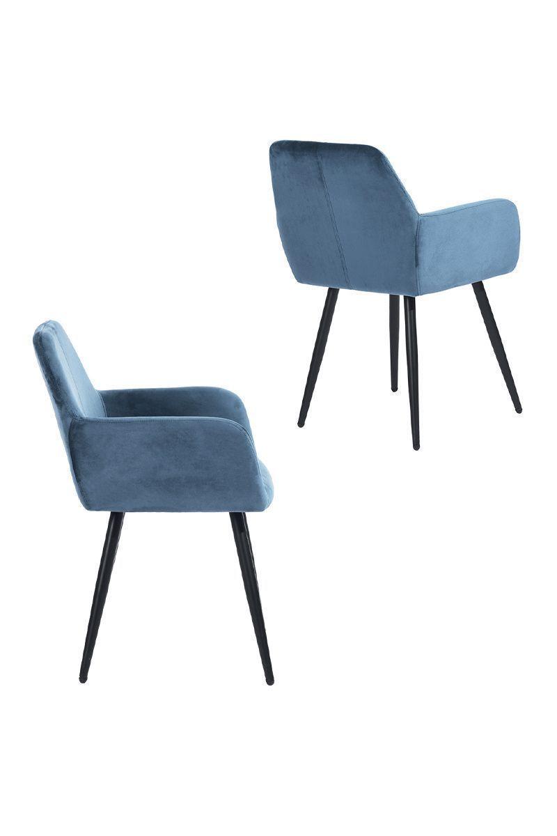 Silla Lyanco de Comedor Sitial de Terciopelo Azul-3