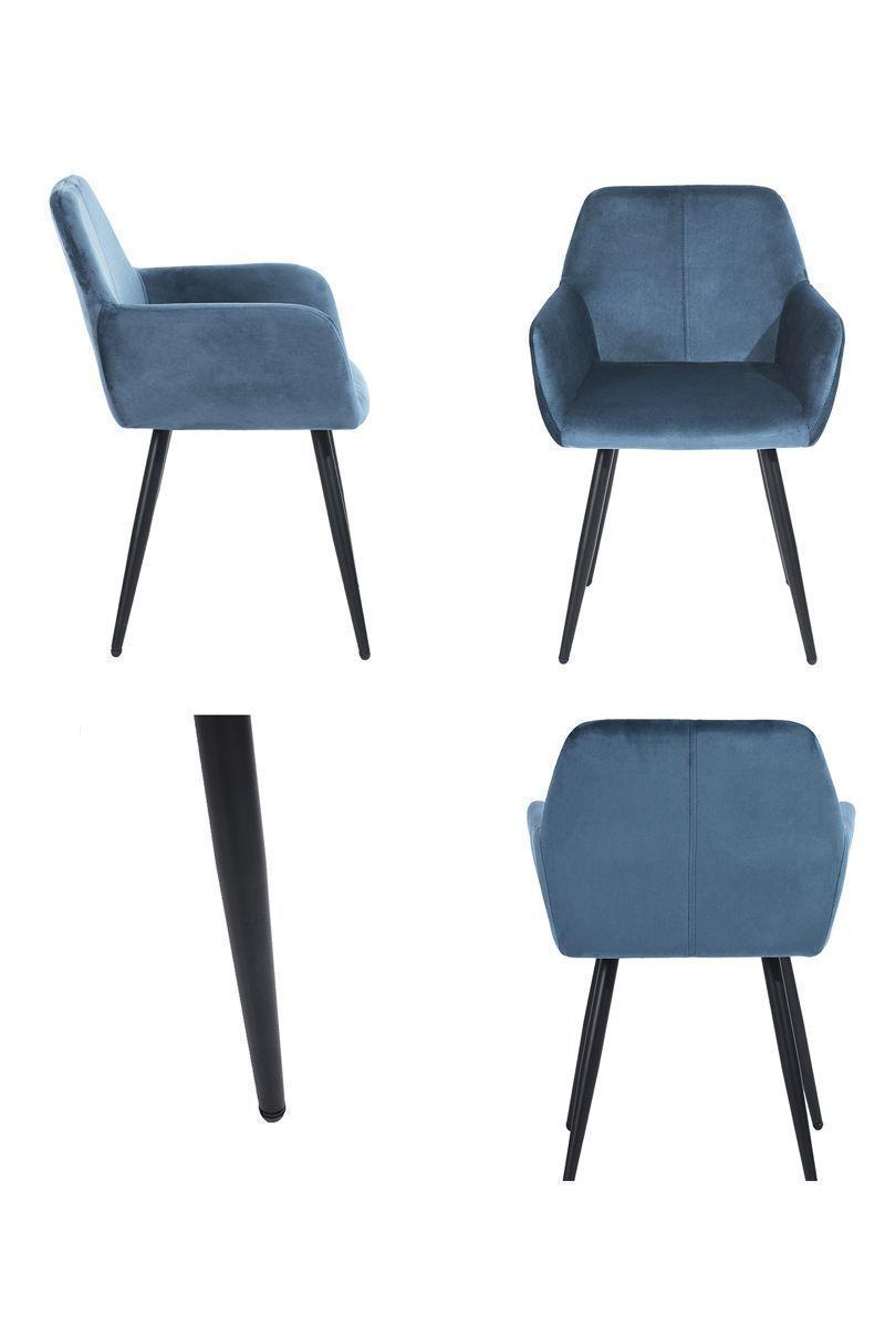 Silla Lyanco de Comedor Sitial de Terciopelo Azul-4