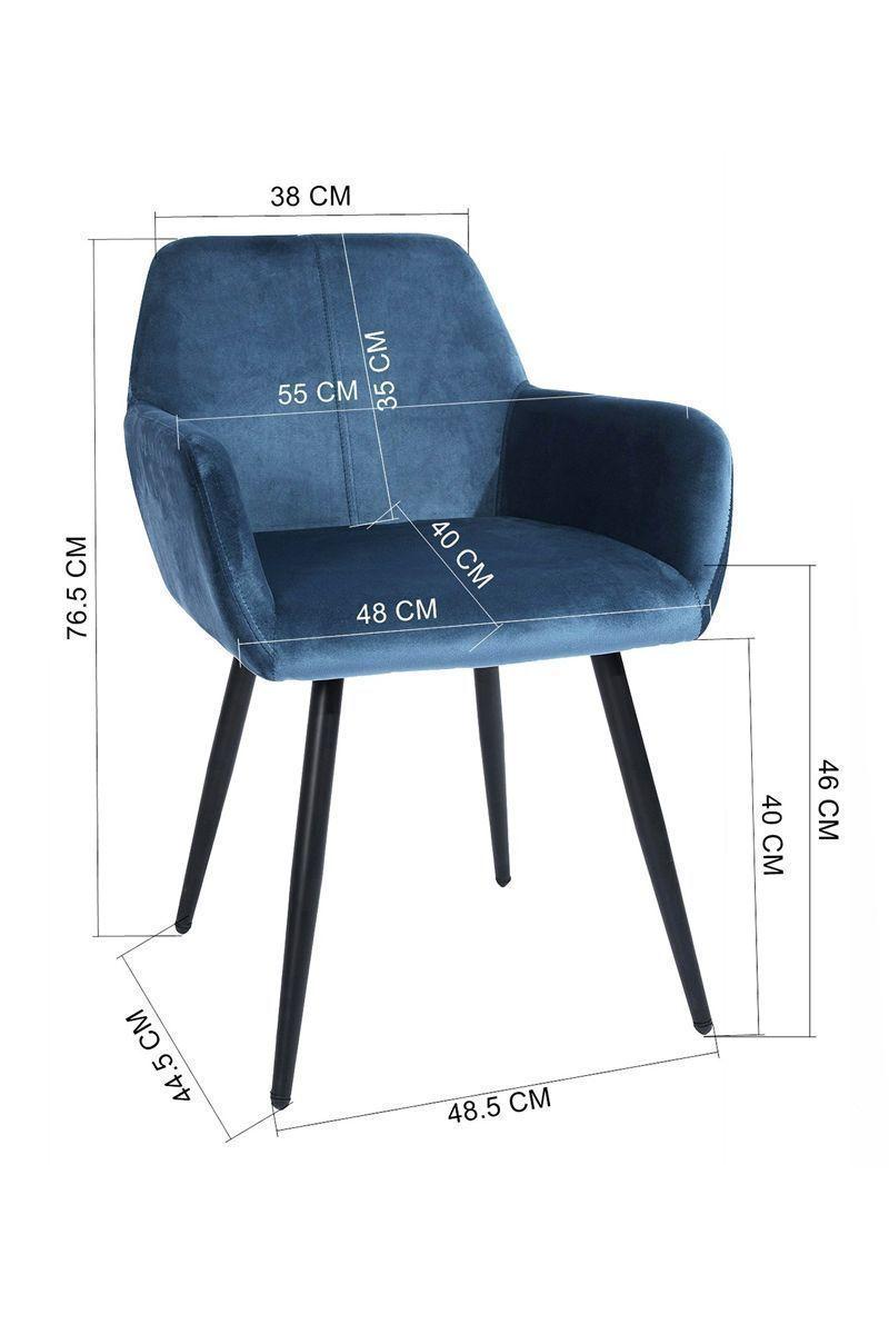 Silla Lyanco de Comedor Sitial de Terciopelo Azul-2