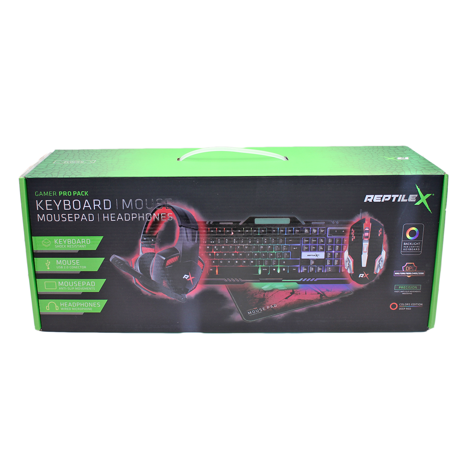 Kit Gamer Teclado Mouse 3200 DPI Mousepad y Audifonos PC PS4 Reptilex-5