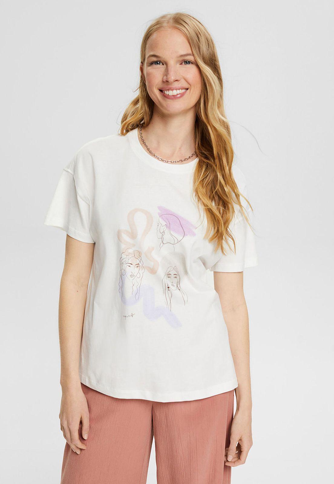 Polera Estampada Esprit Blanco-0