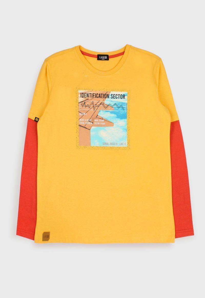 Polera teens niño doble manga nordic 503-0